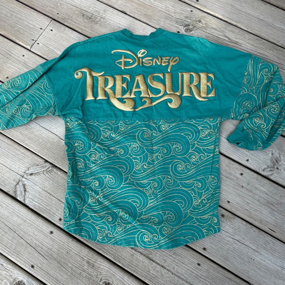 Disney Treasure Cruise Line Inaugural Sailings Spirit Jersey Teal Gold XS